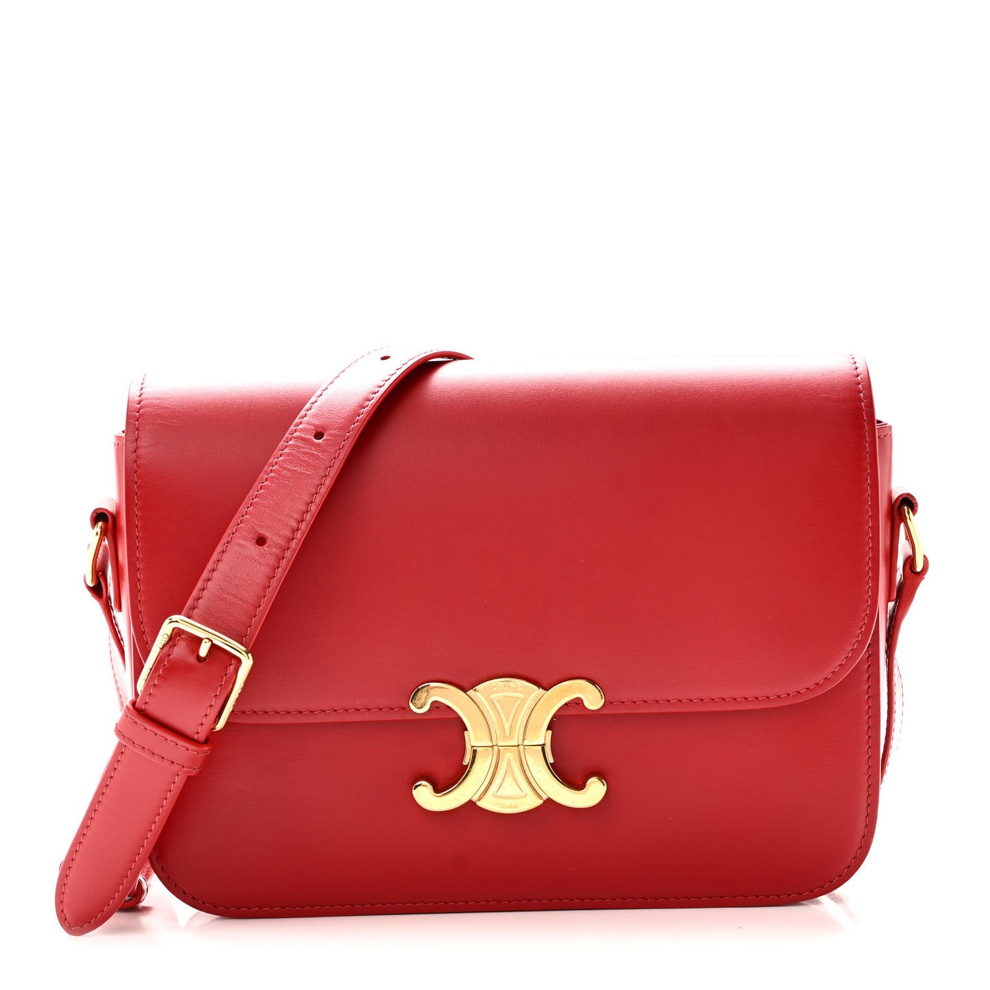 Shiny Calfskin Medium Triomphe Red