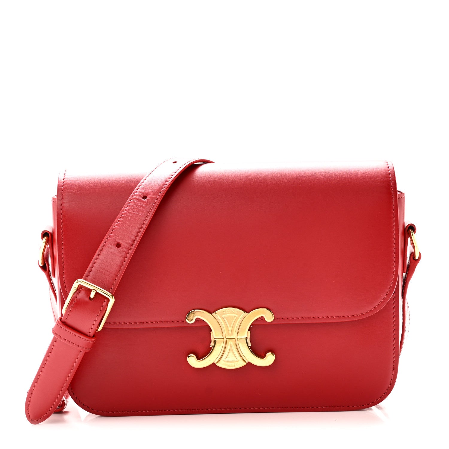 Celine Shiny Calfskin Medium Triomphe Red 1 of 11