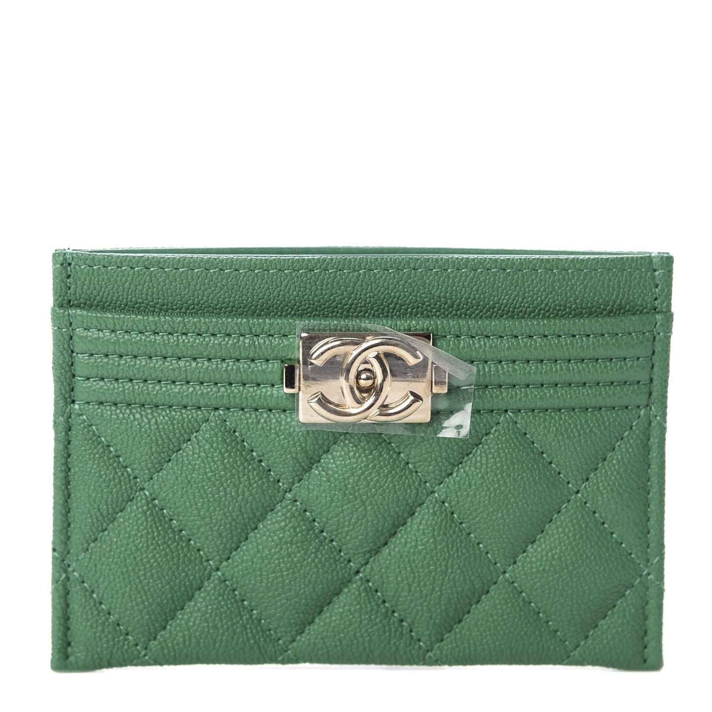 Caviar Quilted Boy Card Holder Green