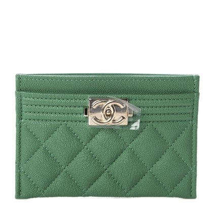 Chanel Caviar Quilted Boy Card Holder Green 1 of 10