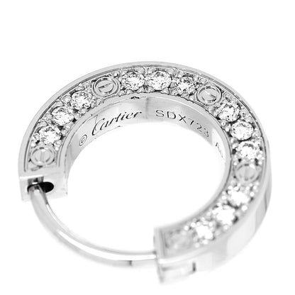 Cartier 18K White Gold Diamond Pave Single LOVE Hoop Earring 4 of 5