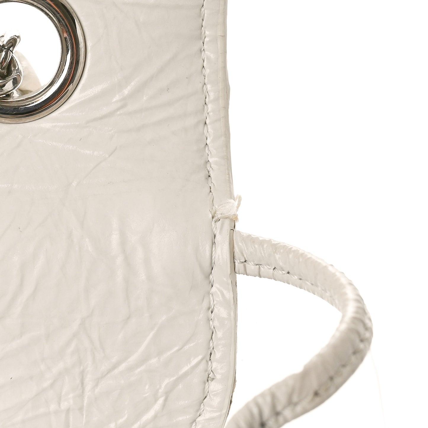 Crumpled Calfskin PVC Quilted Backpack White