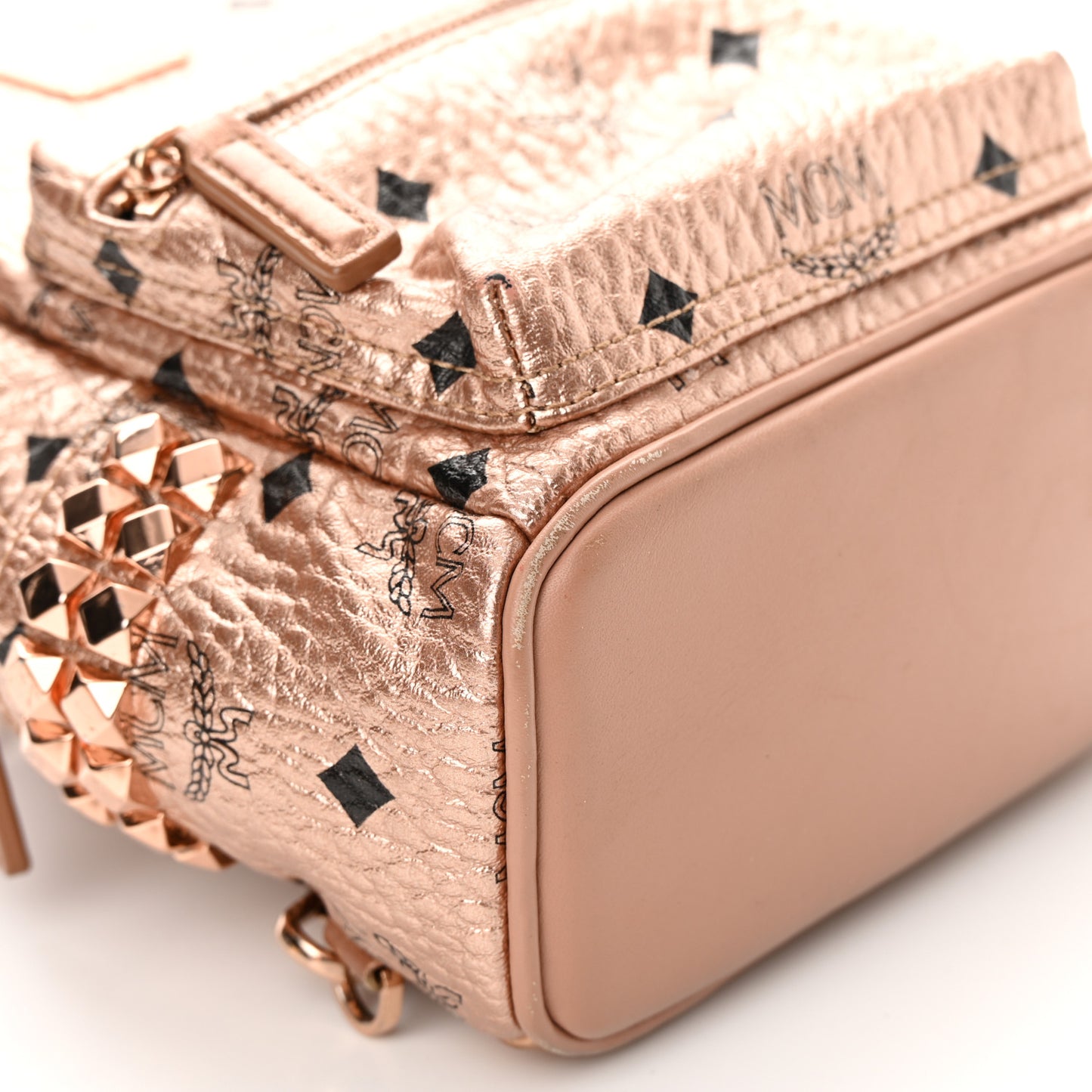 Metallic Visetos Studded X-Mini Bebe Boo Backpack Champagne Gold