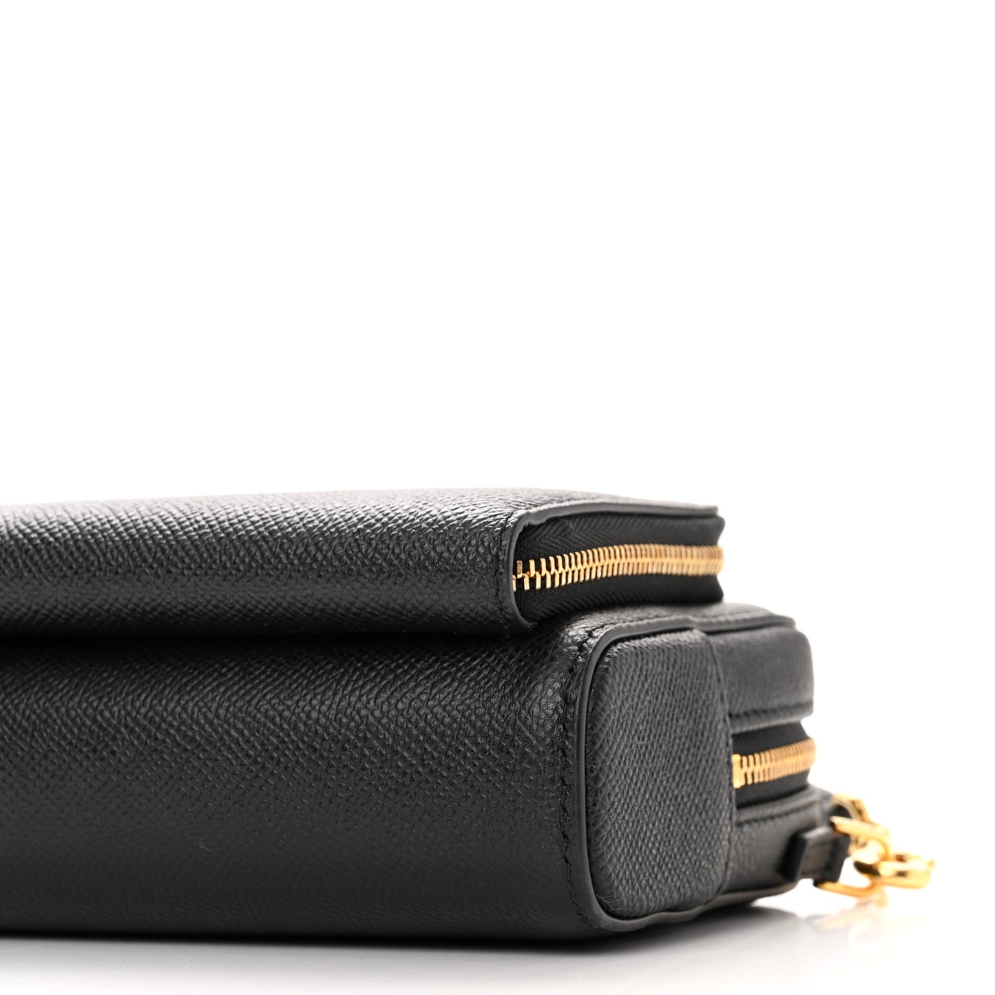 Grained Calfskin Caro Double Pouch Black