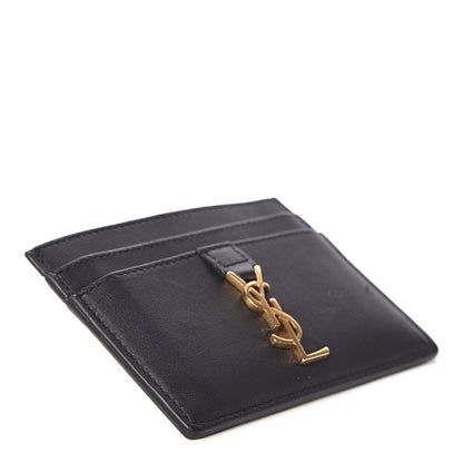 Saint Laurent Calfskin Monogram Credit Card Case Black 3 of 6