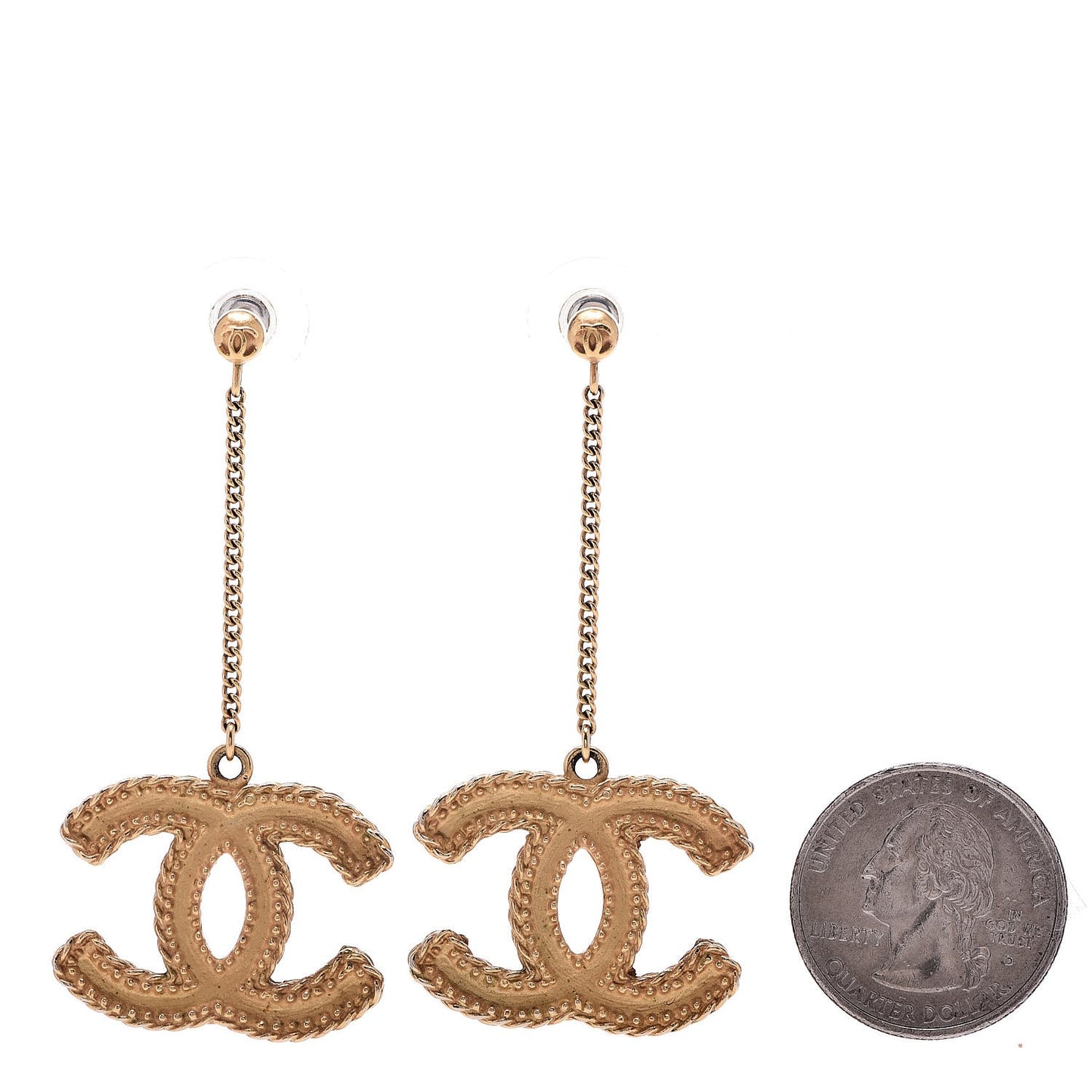 CC Drop Earrings Matte Gold
