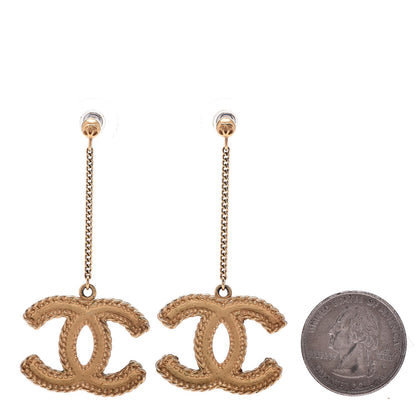 Chanel CC Drop Earrings Matte Gold 2 of 5