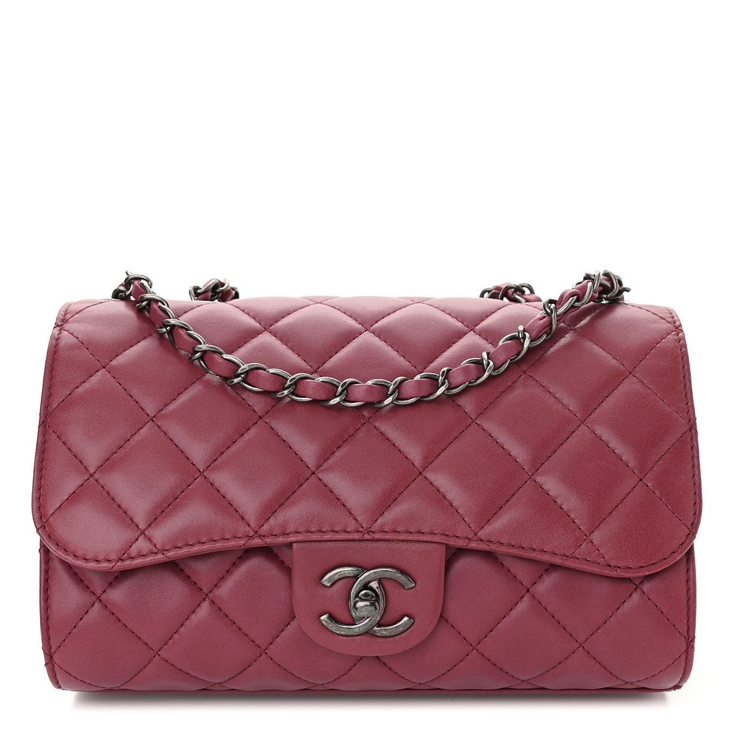 Chanel Lambskin Medium Grocery By Chanel Drawstring Shopping Bag Dark Pink 1 of 10