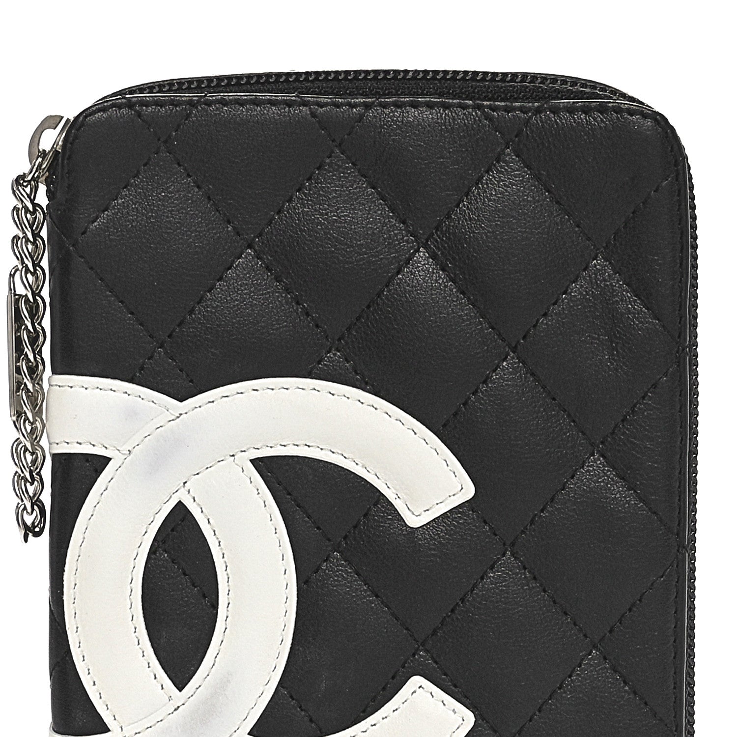 Chanel Calfskin Quilted Cambon Zip Around Cosmetic Pouch Black 8 of 10