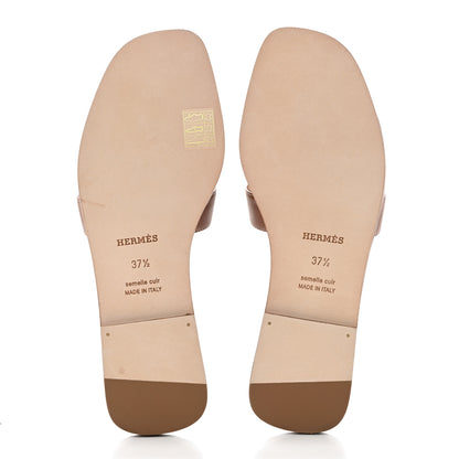 Hermes Box Calfskin Oran Sandals 37.5 Gold 5 of 9