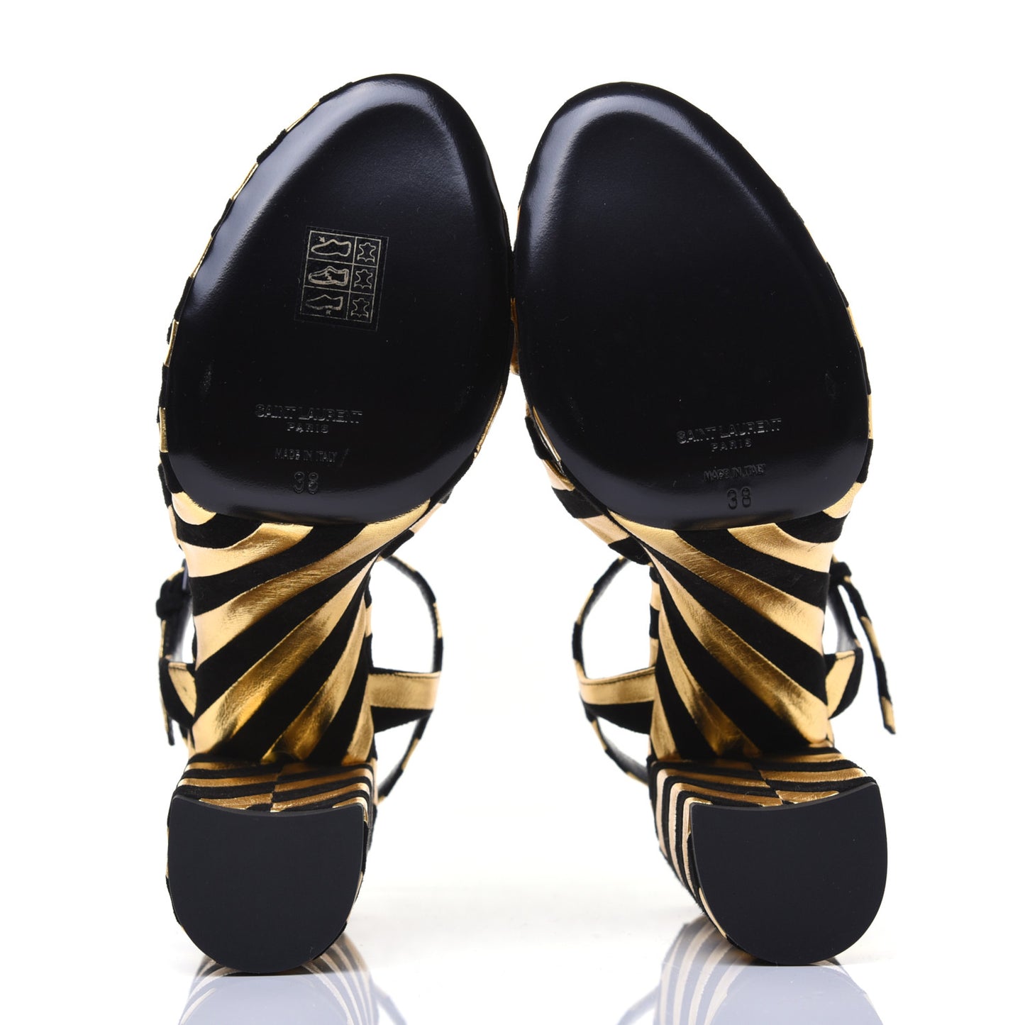 Metallic Suede Bianca 125 Platform Sandals 38 Black Gold