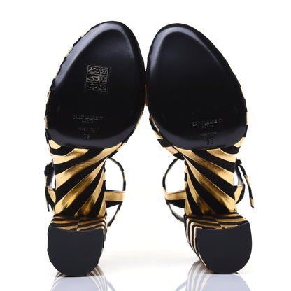 Saint Laurent Metallic Suede Bianca 125 Platform Sandals 38 Black Gold 5 of 11
