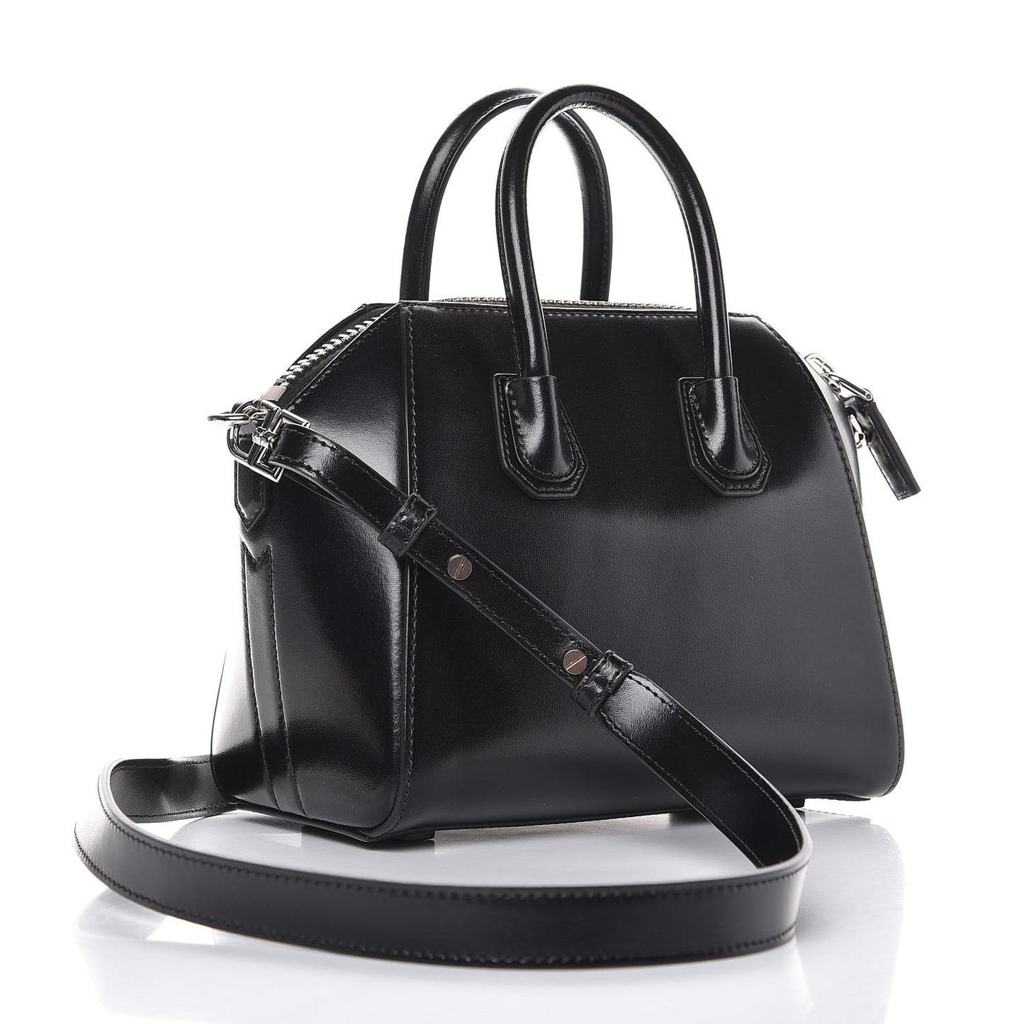 Shiny Lord Calfskin Mini Antigona Black