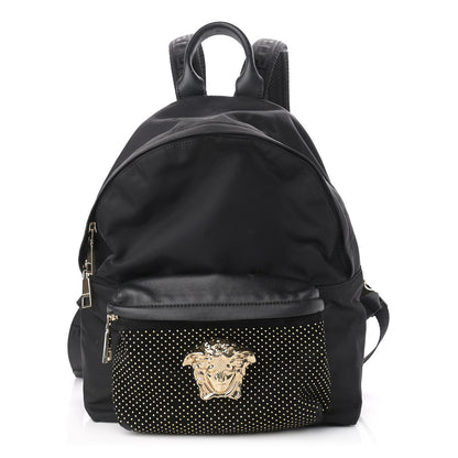 Versace Nylon Goatskin Studded Palazzo Medusa Backpack Black 1 of 11