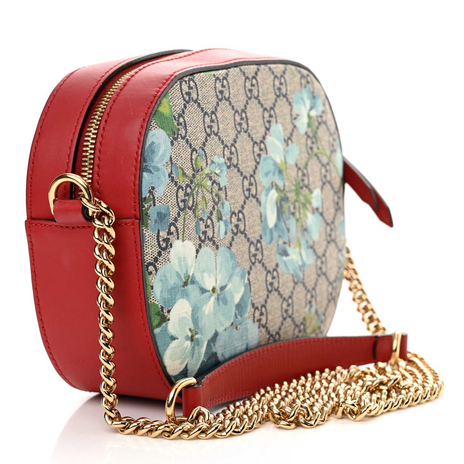 Gucci GG Supreme Monogram Blooms Mini Chain Shoulder Bag Beige Blue Navy Hibiscus Red 3 of 11
