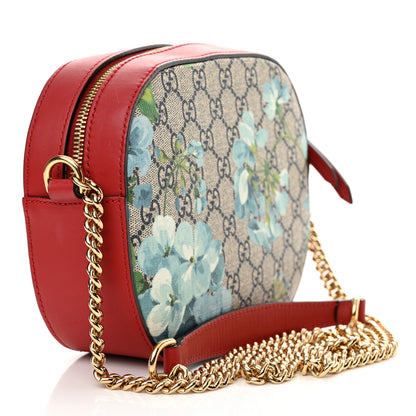 Gucci GG Supreme Monogram Blooms Mini Chain Shoulder Bag Beige Blue Navy Hibiscus Red 3 of 11