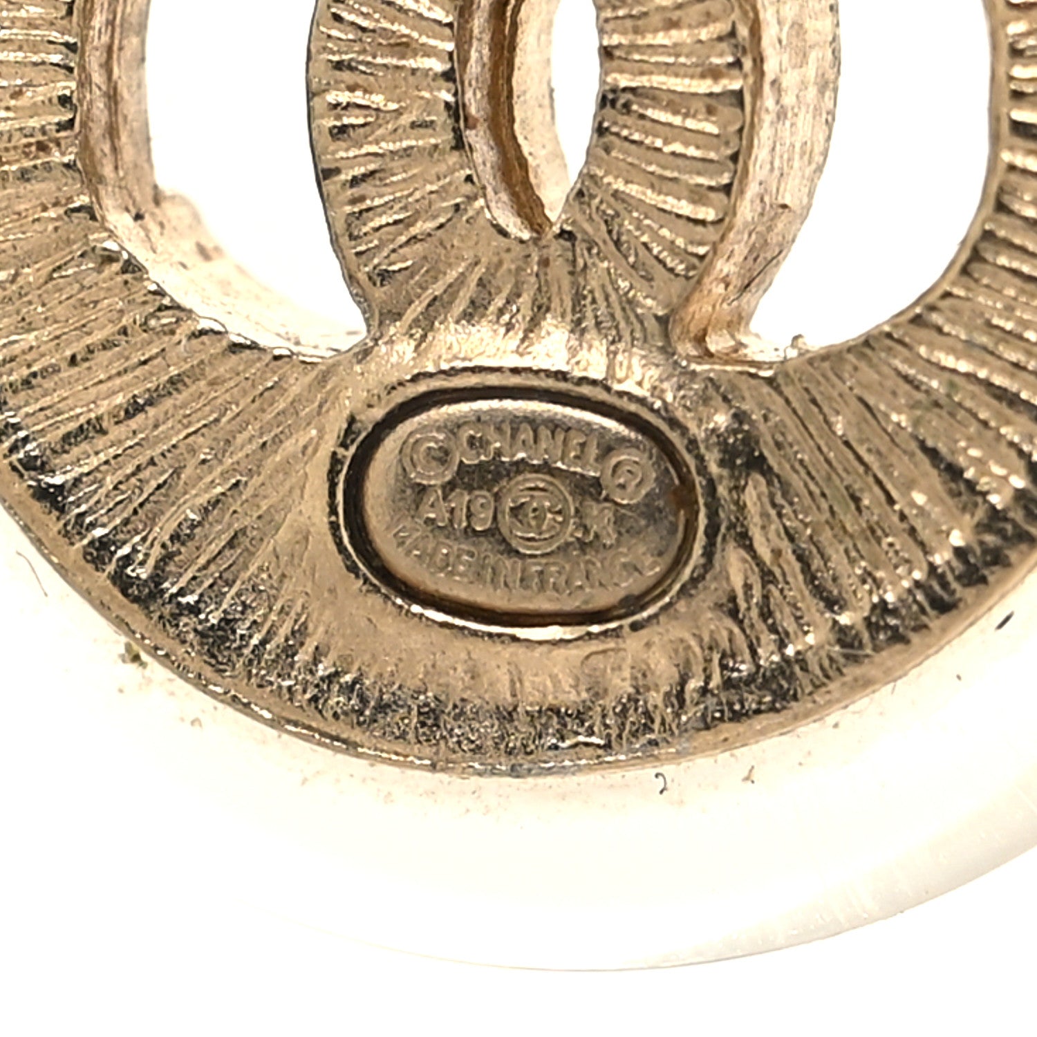 Chanel Resin Crystal CC Button Earrings Gold 8 of 8