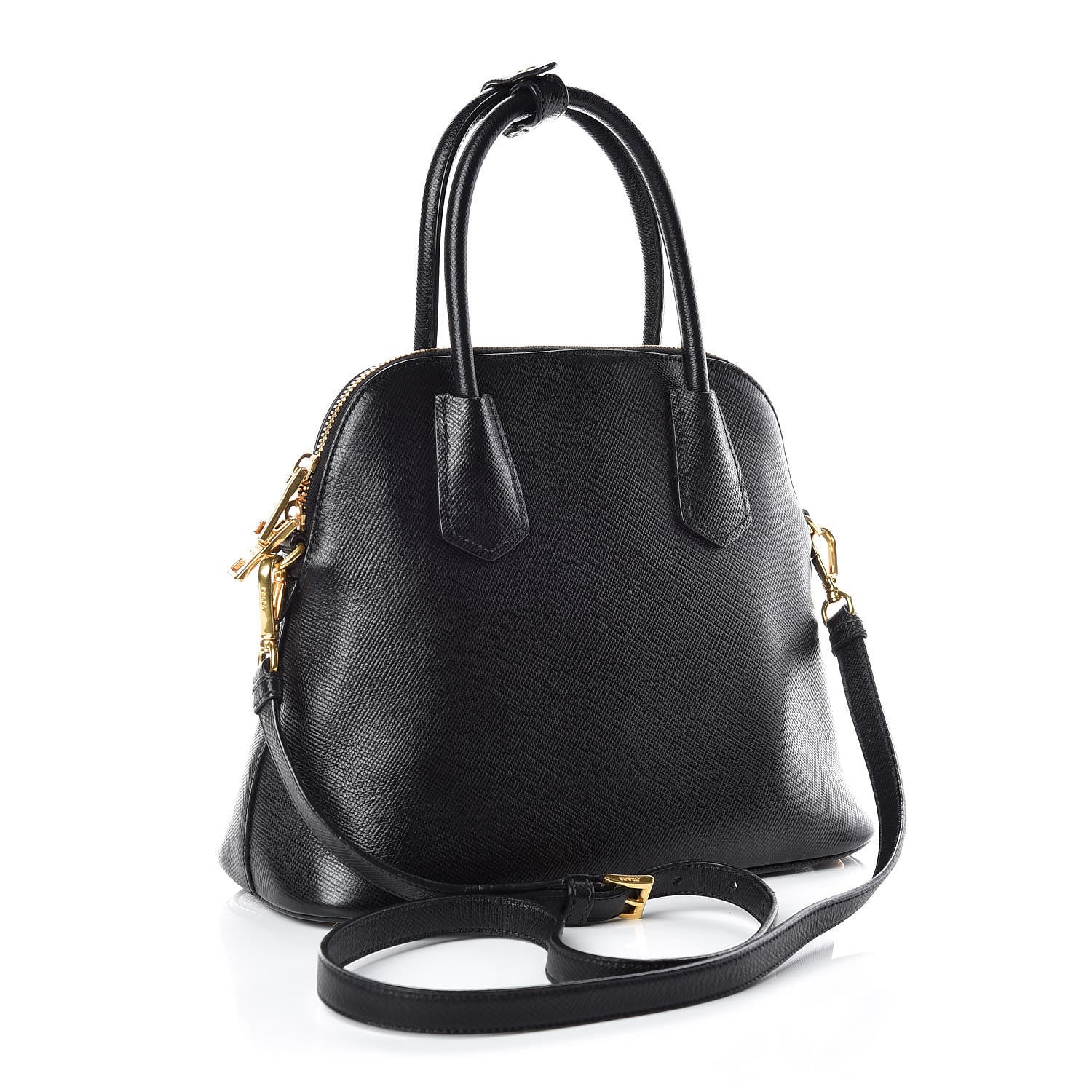 Prada Saffiano Cuir Bauletto Nero Black 3 of 10