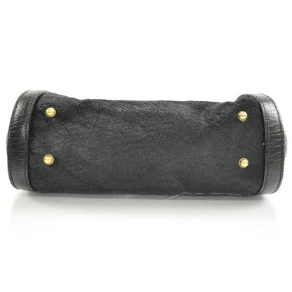 Gucci Calf Hair Calfskin Mini Bamboo Bullet Handbag Black 5 of 9