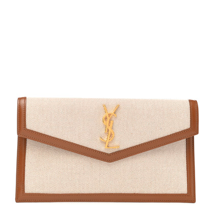 Saint Laurent Canvas Uptown Pouch Natural Beige Brick 1 of 8