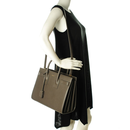 Saint Laurent Grained Calfskin Small Sac de Jour Carryall Earth 2 of 7