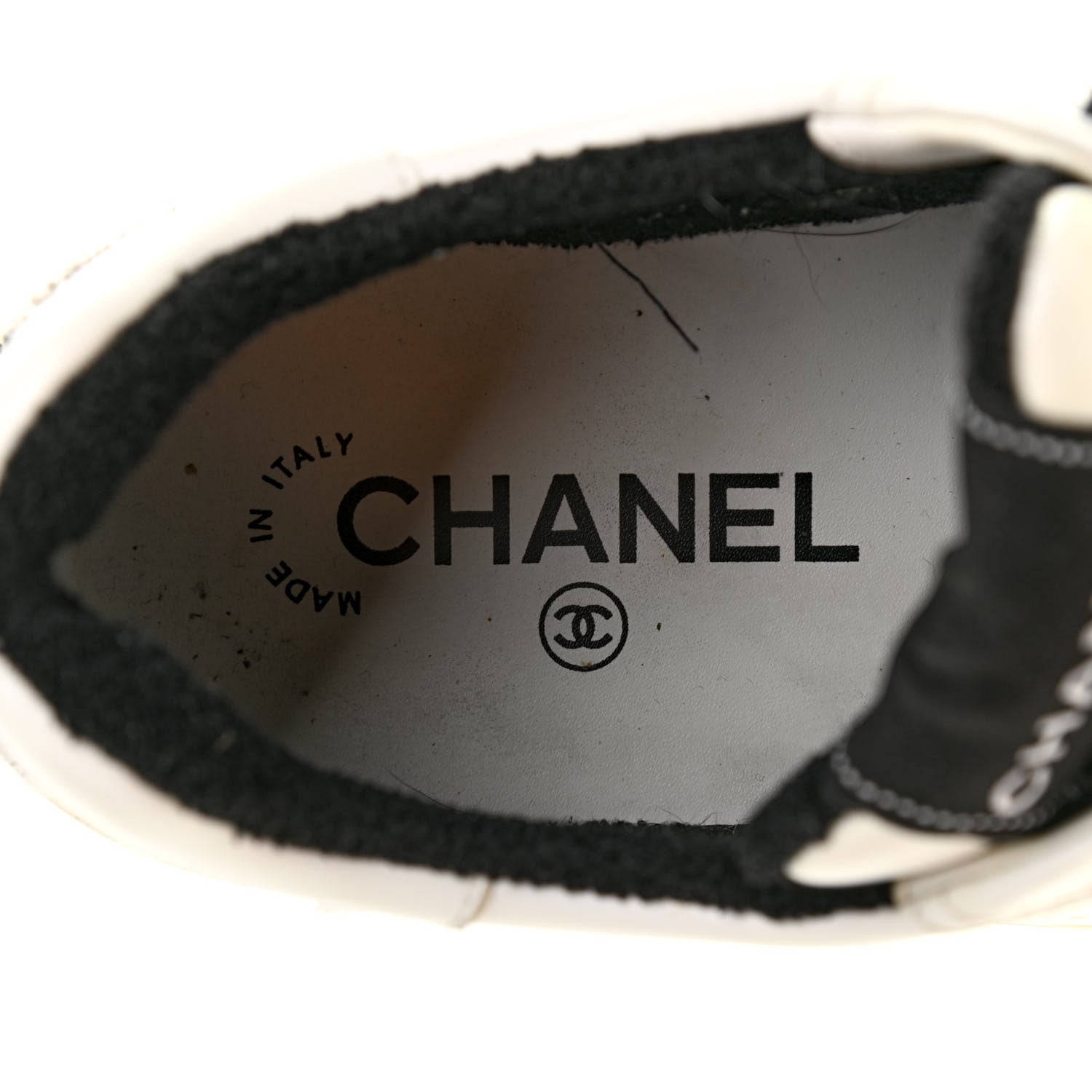 Chanel Calfskin Womens Logo Sneakers 39.5 White Black 6 of 8