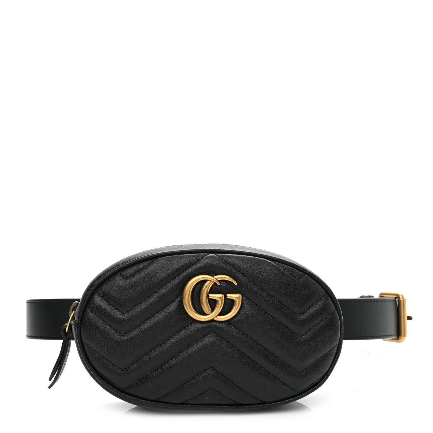 Gucci Calfskin Matelasse GG Marmont Belt Bag 85 34 Black 1 of 12