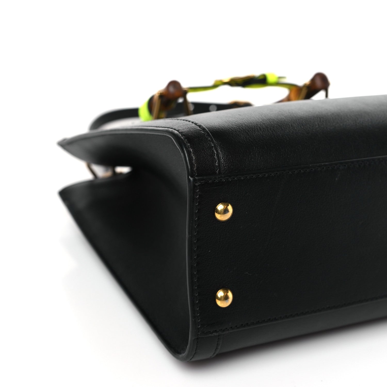 Gucci Calfskin Small Diana Tote Bag Black Yellow Fluo 8 of 9