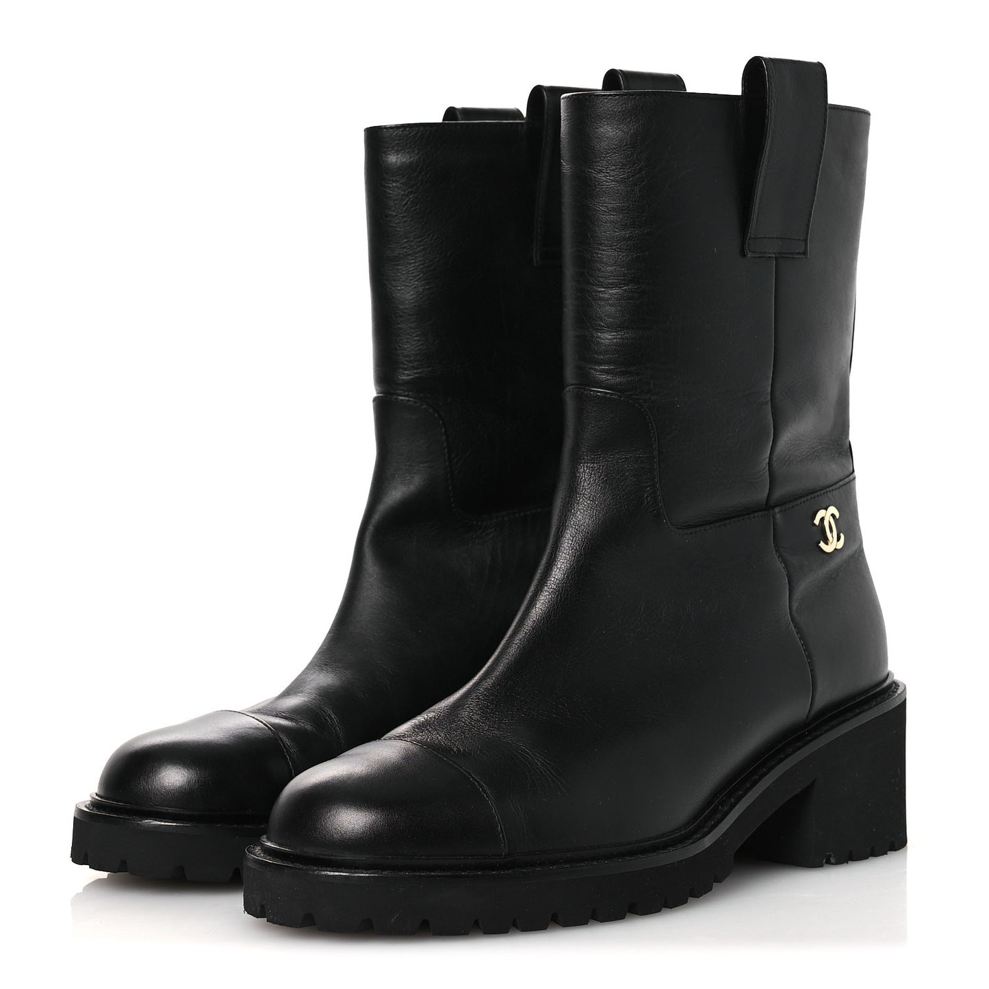 Calfskin CC Ankle Boots 37.5 Black