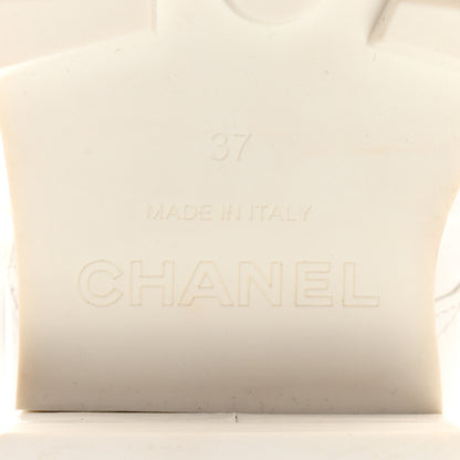 Chanel Crumpled Patent Lambskin Calfskin Quilted Lace Up Combat Boots 37 White Black 6 of 11