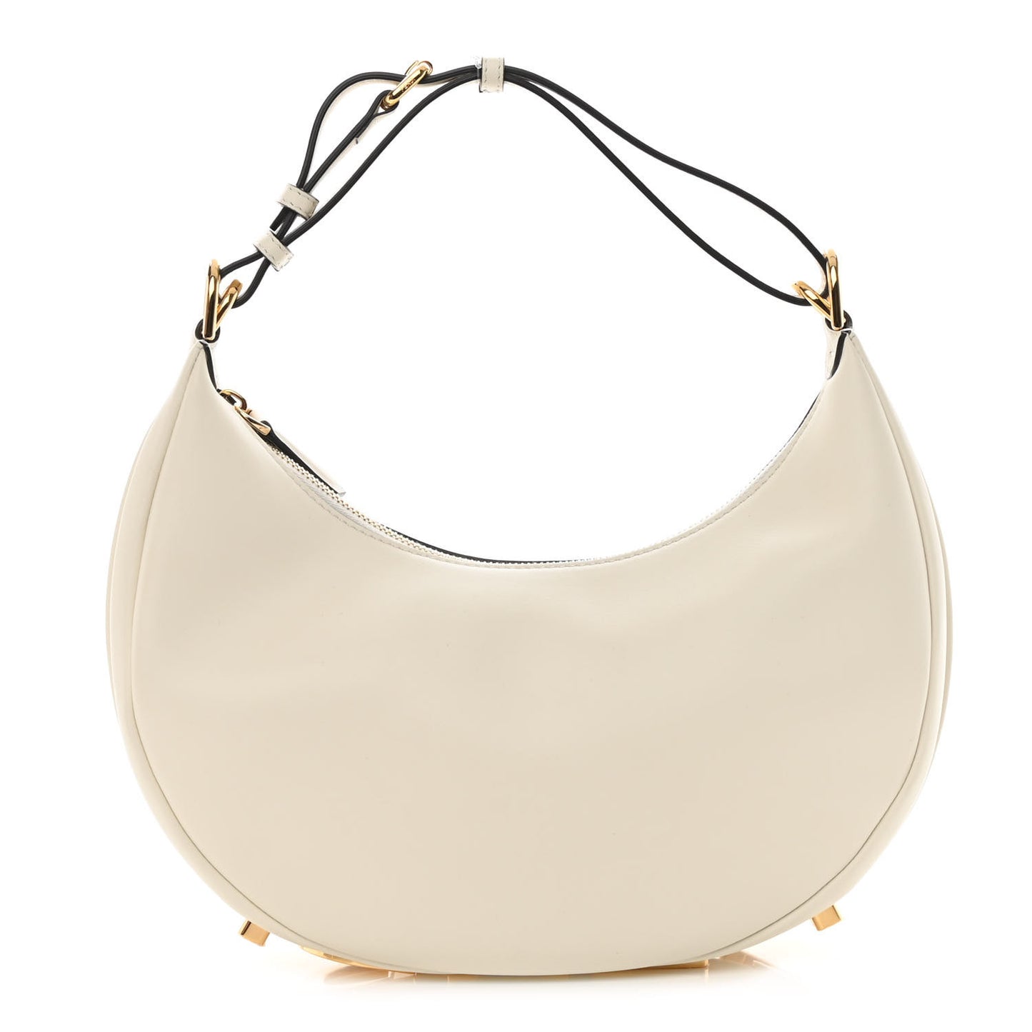 Vitello Grace Matte Small Fendigraphy Hobo Bag White Ice