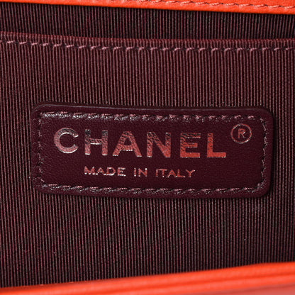 Chanel Wrinkled Lambskin Chevron Quilted Medium Boy Flap Orange 7 of 11