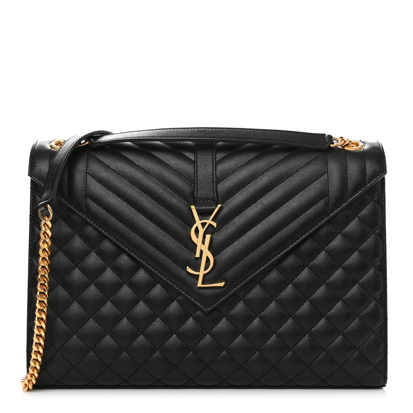 Grain De Poudre Textured Mixed Matelasse Large Triquilt Monogram Satchel Black
