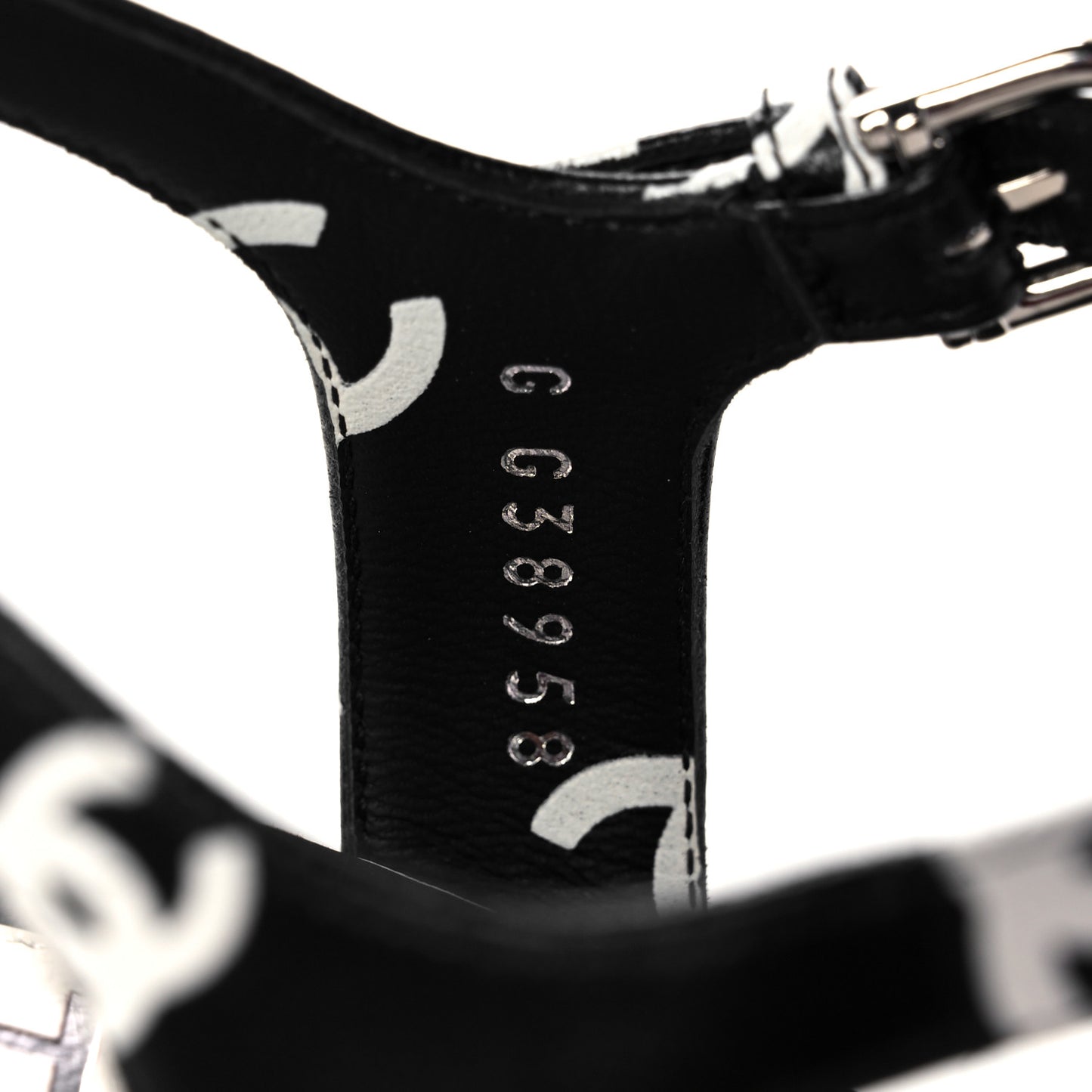 Printed Lambskin CC Platform Sandals 40 Black White