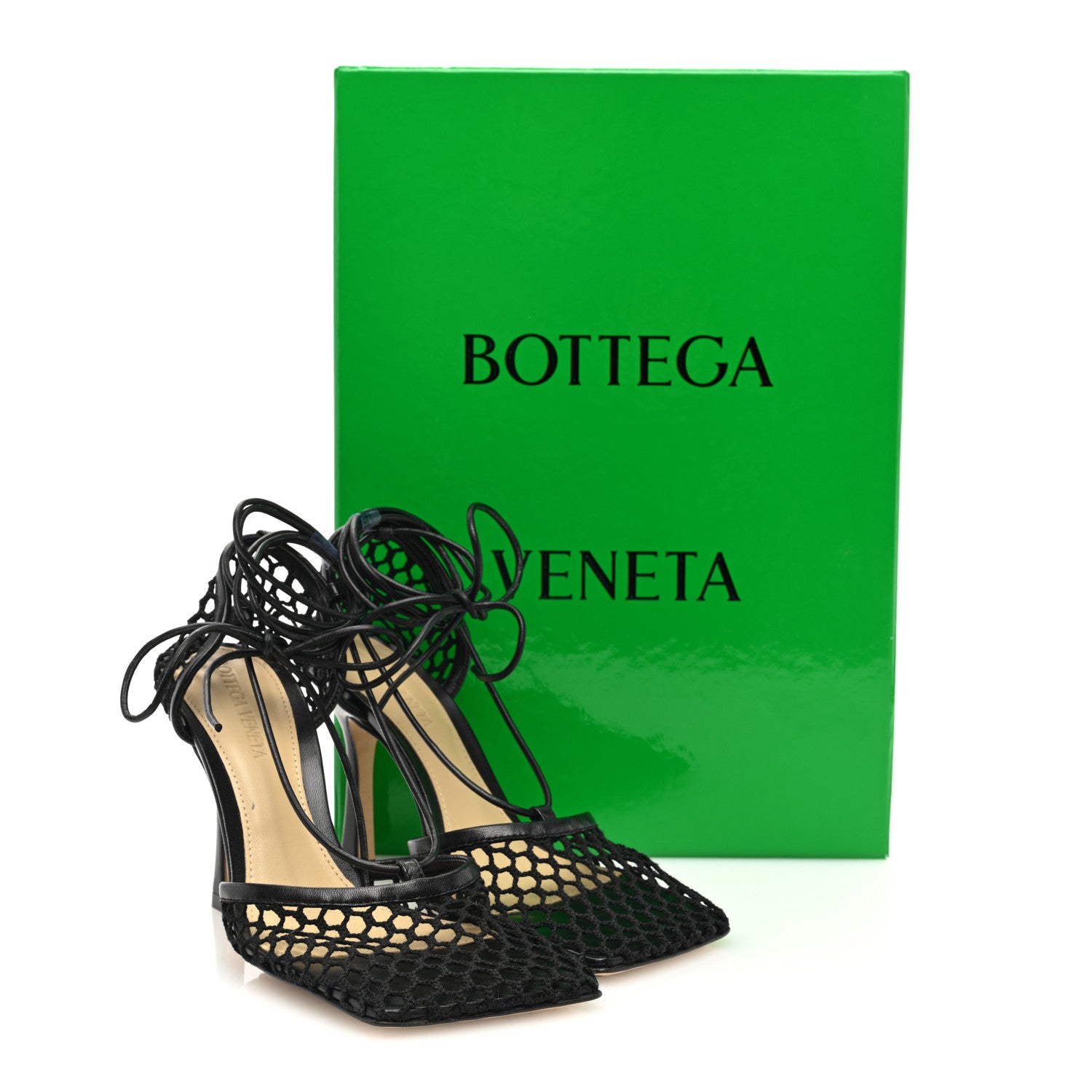 Bottega Veneta Mesh Nappa Stretch Ankle Tie Sandals 36 Black 8 of 8