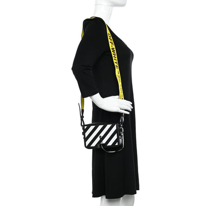 Off-White Saffiano Striped Mini Diag Binder Clip Bag Black White Yellow 2 of 9