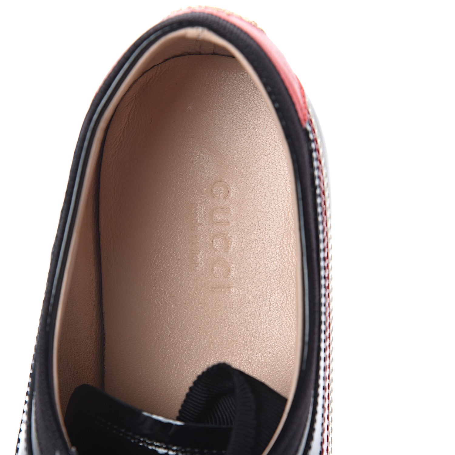 Gucci Patent Calfskin Crystal Womens Web Falacer Sneakers 38 Black 5 of 8