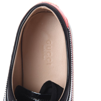 Gucci Patent Calfskin Crystal Womens Web Falacer Sneakers 38 Black 5 of 8