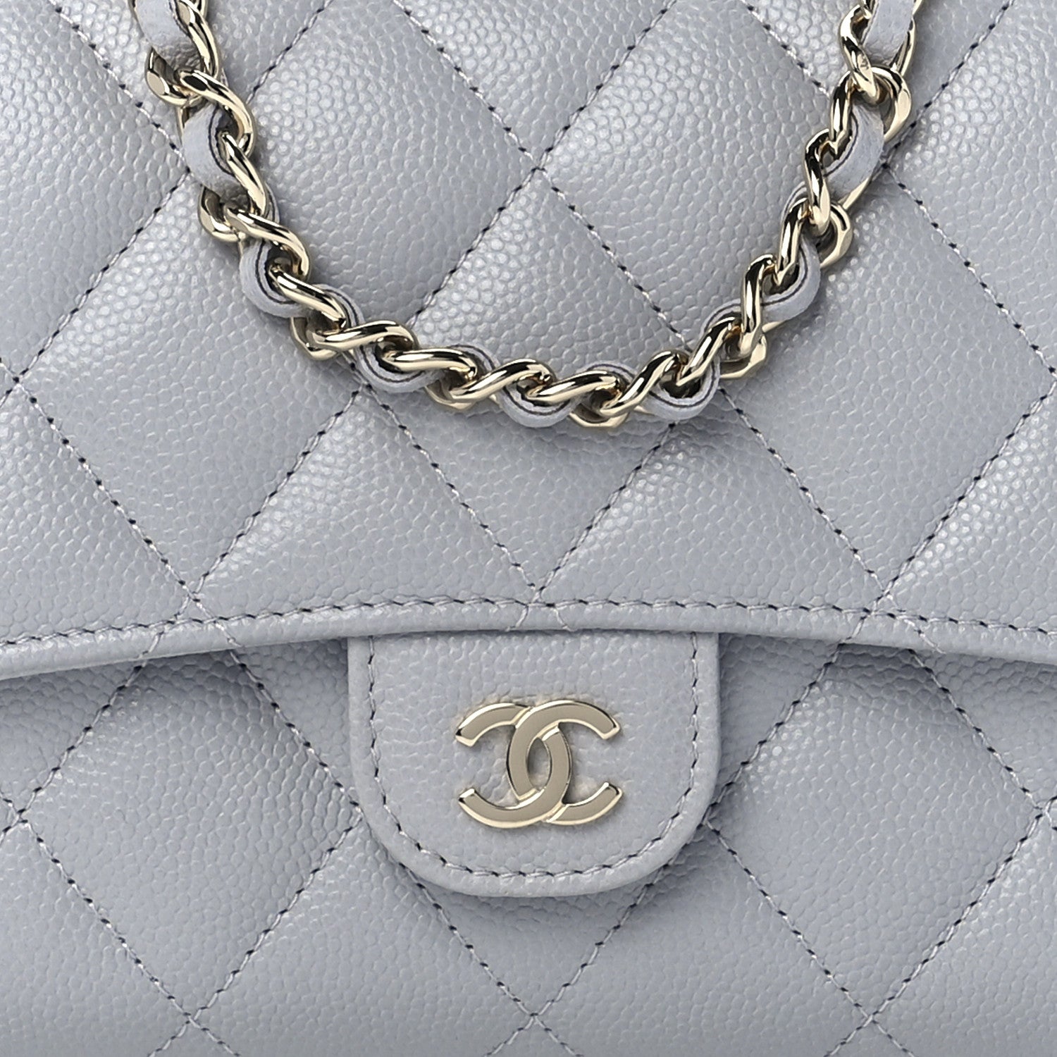 Chanel Caviar Quilted Phone Holder Wallet on Removable Chain Grey 10 of 13