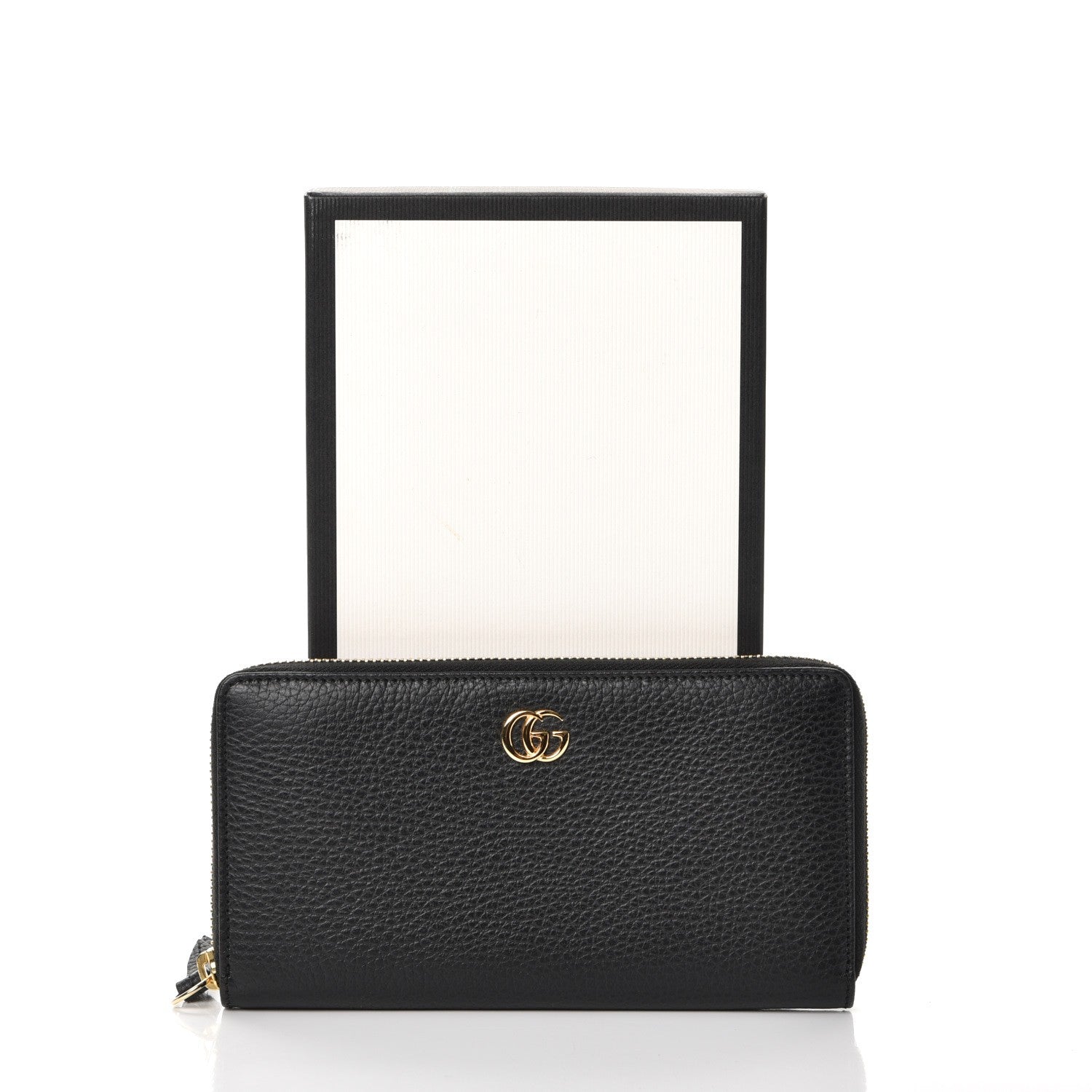 Gucci Dollar Calfskin GG Marmont Zip Around Wallet Black 8 of 8