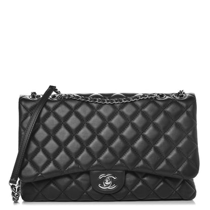 Chanel Lambskin Quilted Jumbo 3 Flap Bag Black 1 of 7