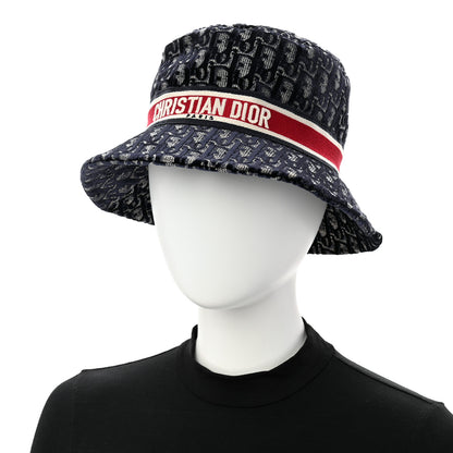 Christian Dior Velvet Oblique Large Brim Bucket Hat 58 Bleu Red 2 of 8