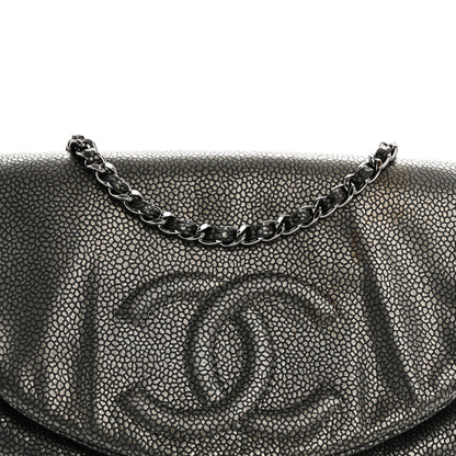 Chanel Metallic Caviar Half Moon Wallet On Chain WOC Dark Silver 9 of 11