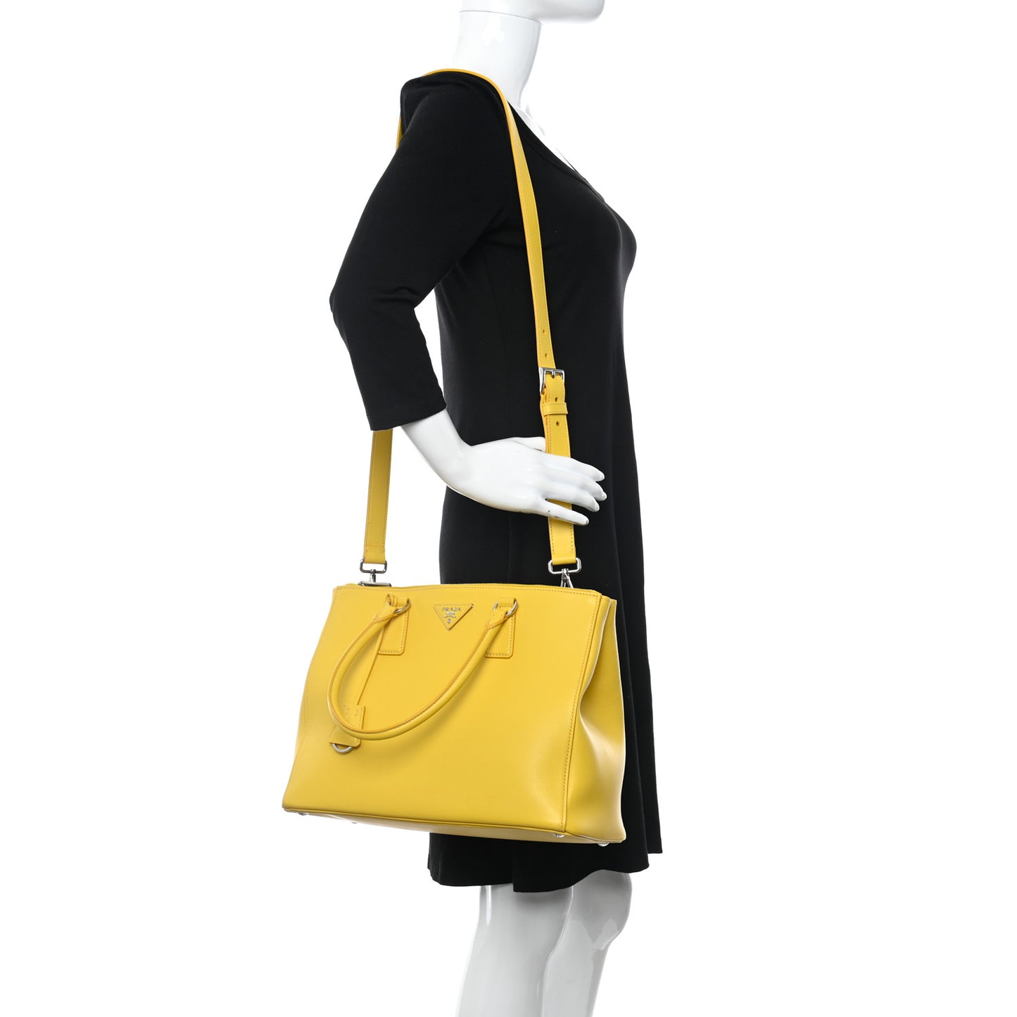 City Calf Medium Galleria Double Zip Tote Yellow