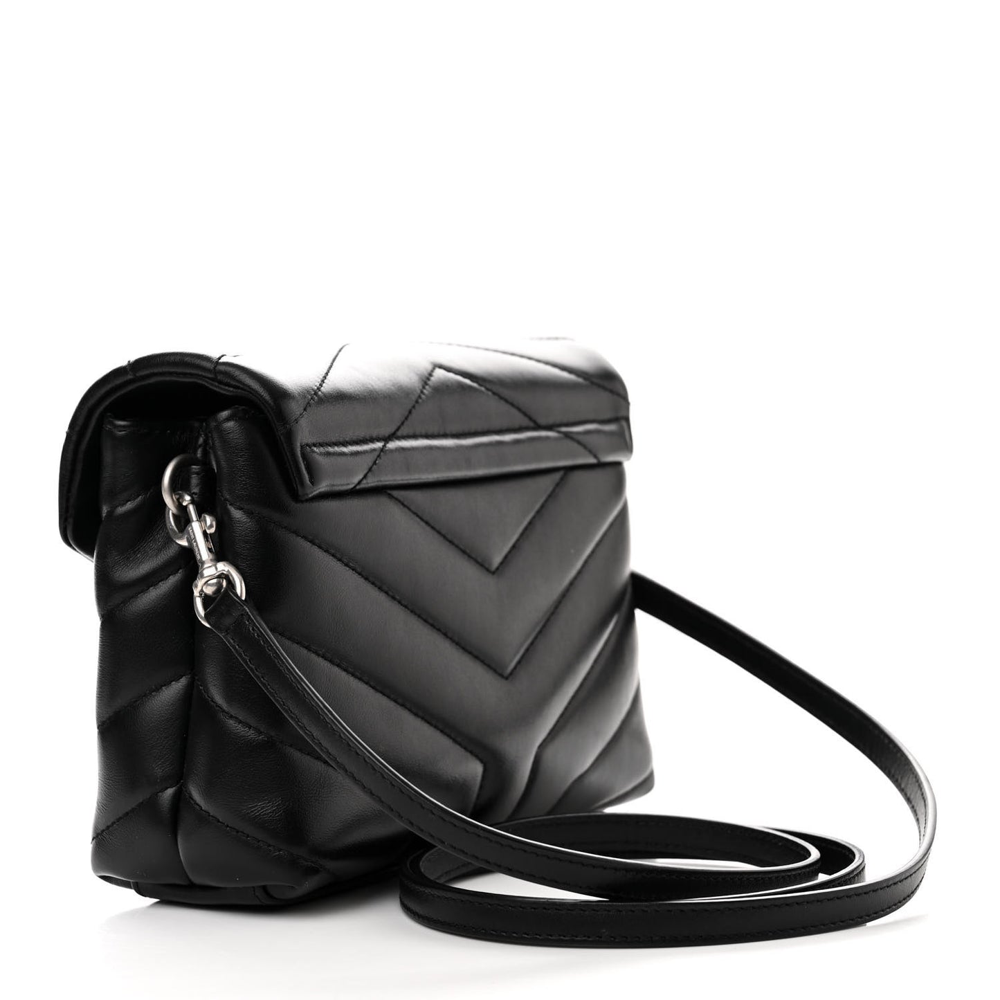 SAINT LAURENT Calfskin Y Quilted Monogram Toy Loulou Crossbody Bag Black