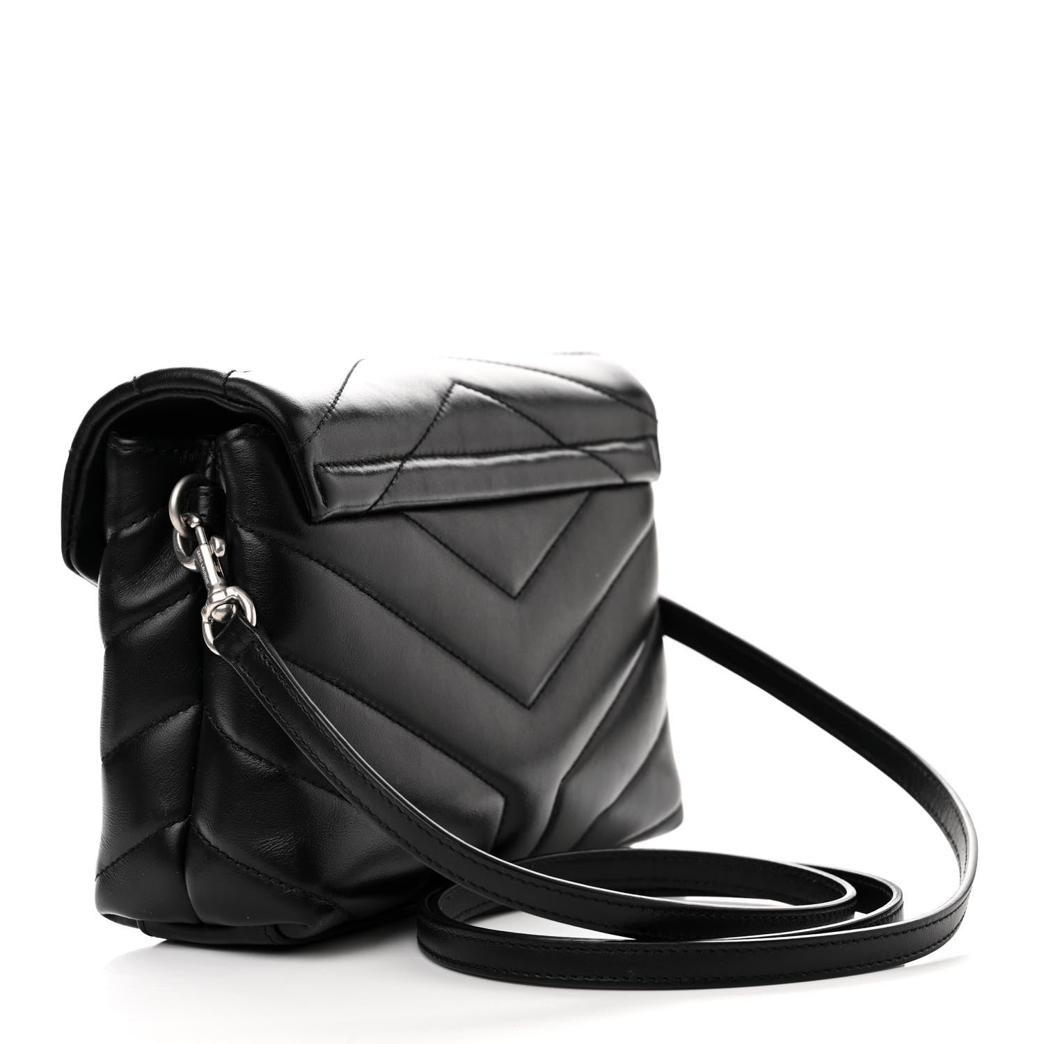 Saint Laurent SAINT LAURENT Calfskin Y Quilted Monogram Toy Loulou Crossbody Bag Black 3 of 12