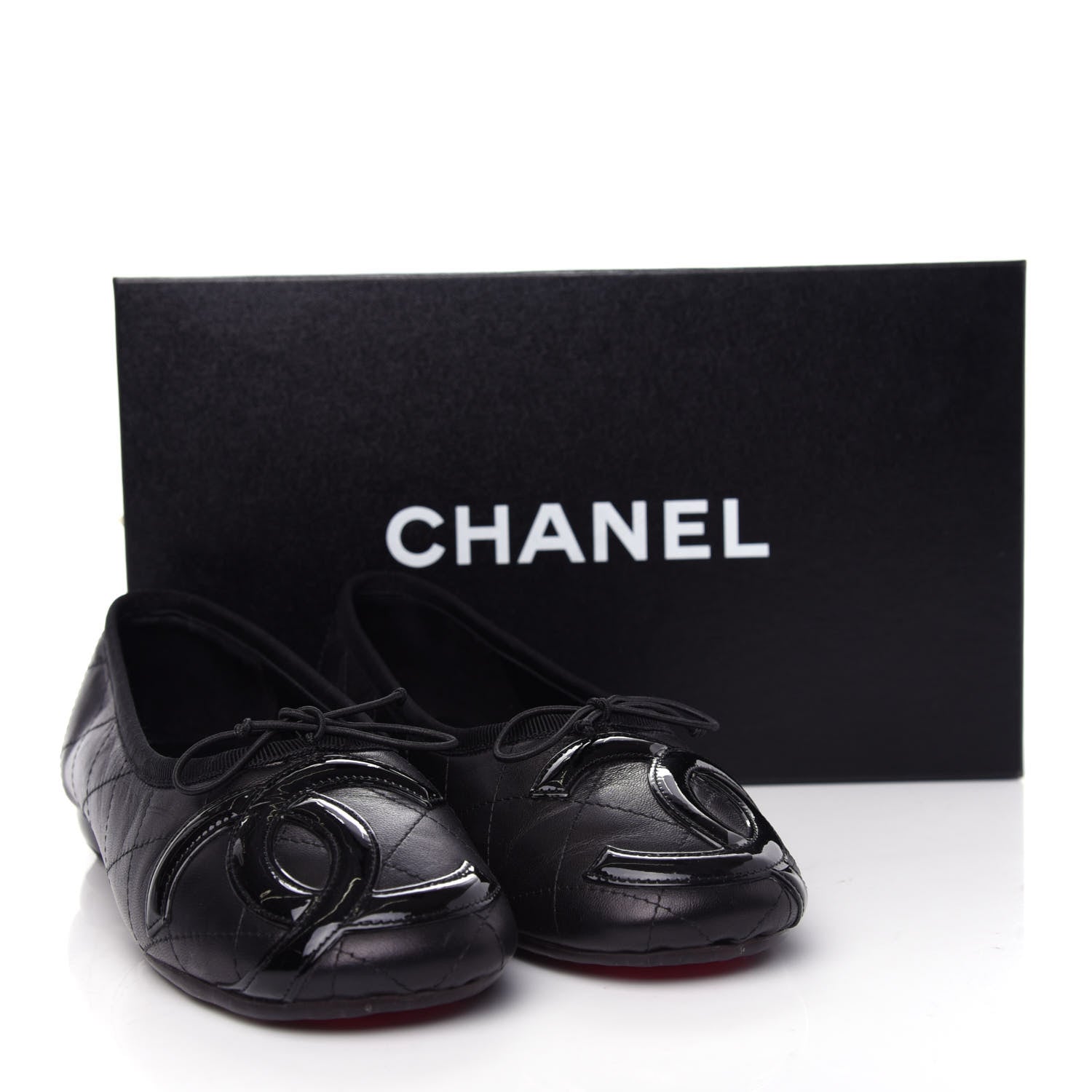 Chanel Lambskin Quilted Cambon Ballerina Flats 35.5 Black 12 of 12