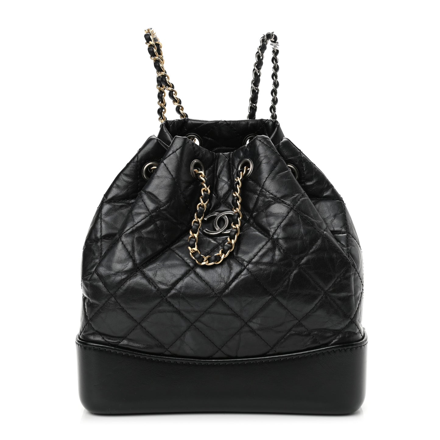 Aged Calfskin Quilted Small Gabrielle Backpack Black