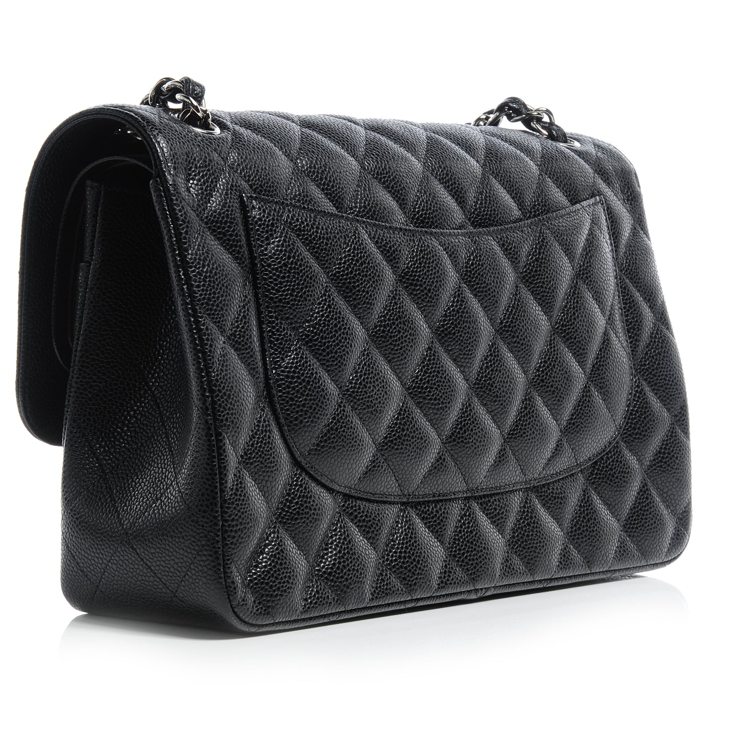 Caviar Quilted Jumbo Double Flap Black