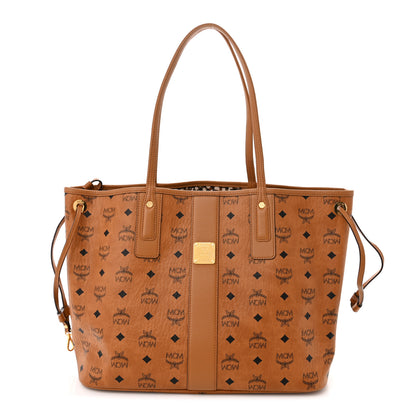 MCM Visetos Medium Liz Reversible Shopper Tote Cognac 3 of 17